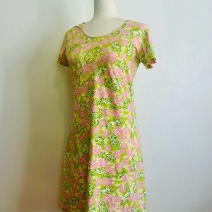 Vintage Lilly Pulitzer Pink and Green Floral Tiger Mini Dress